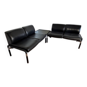 Vintage design set – 2 benches & matching coffee table