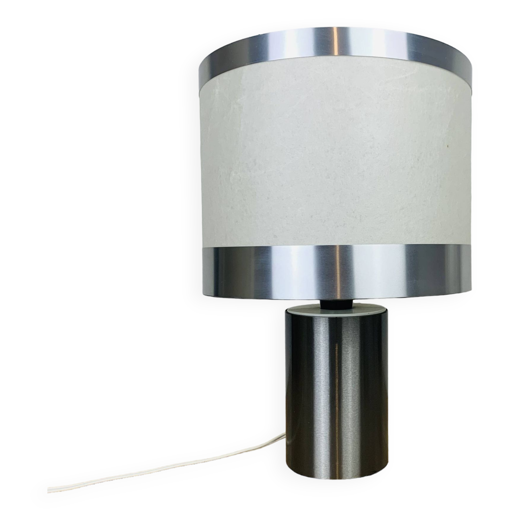 Reggiani cylinder lamp brushed metal 70s