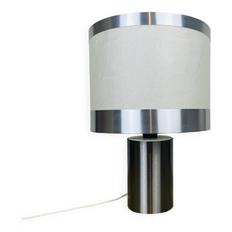Lampe cylindre Reggiani métal brossé années 70