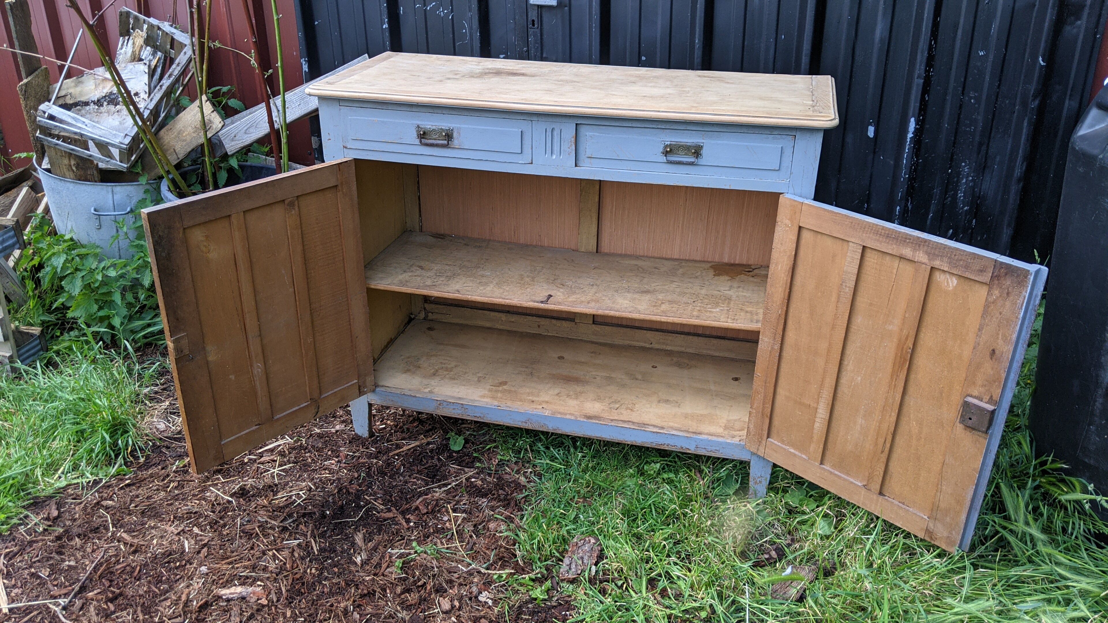 Old grey kitchen buffet