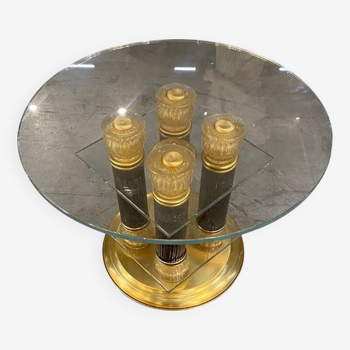 1980s Vintage Venetian Black and Gold Coffee Table in Murano Glass Attributed