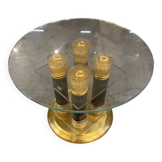 1980s Vintage Venetian Black and Gold Coffee Table in Murano Glass Attributed