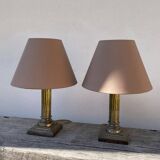 Pair of bedside lamps signed Cailar Bayarden, silver-plated metal, Louis XVI style.
