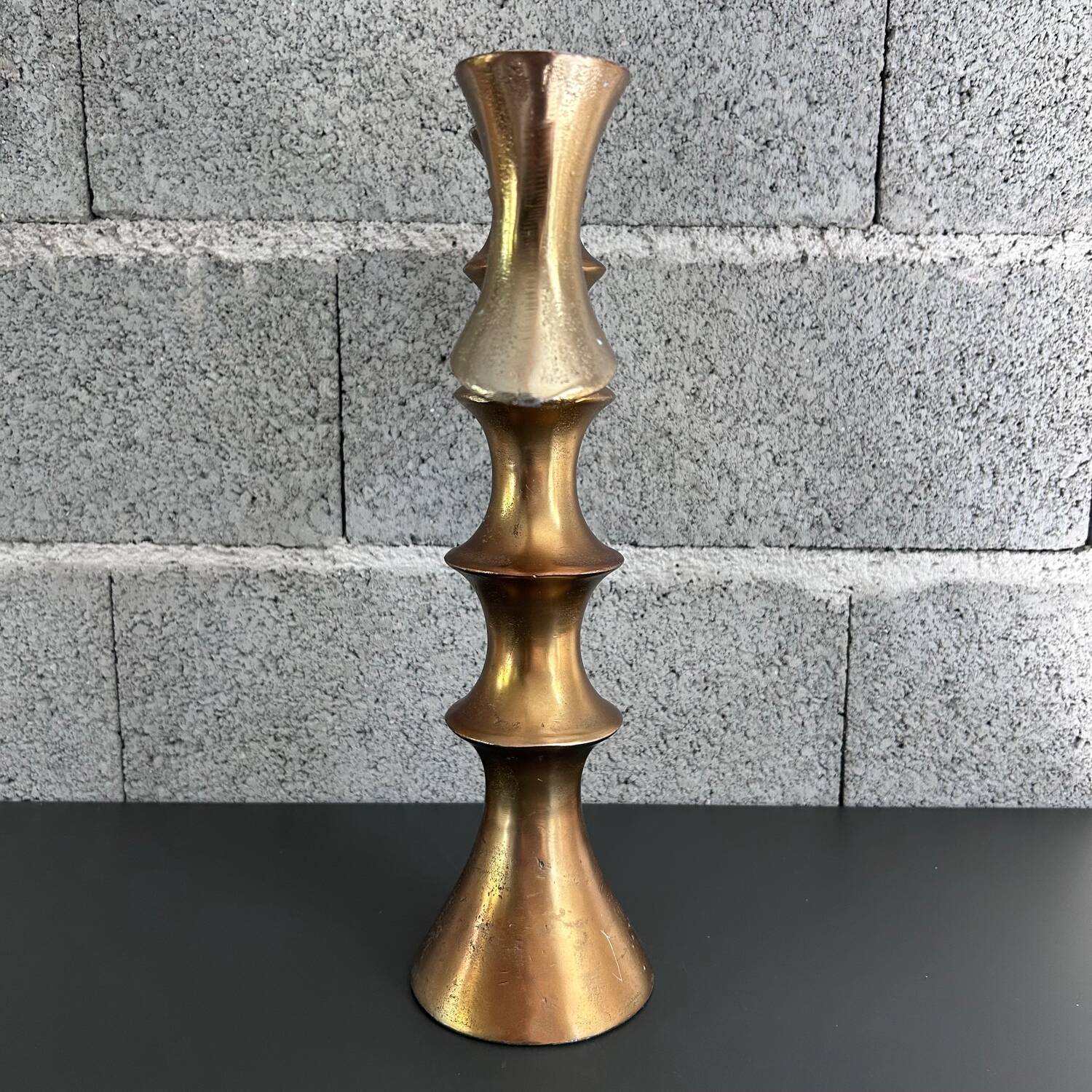 Brutalist gilt bronze candelabra