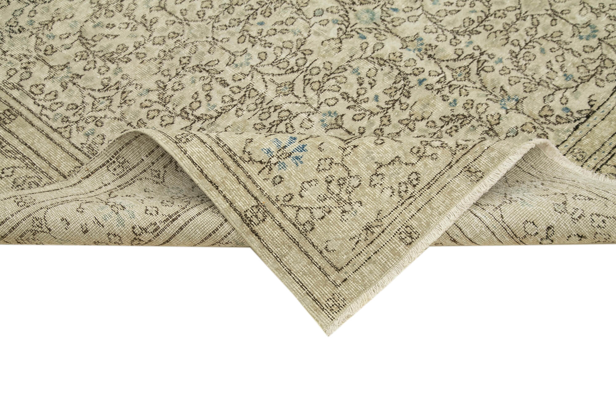 Handmade rustic oriental beige rug 194 cm x 313 cm