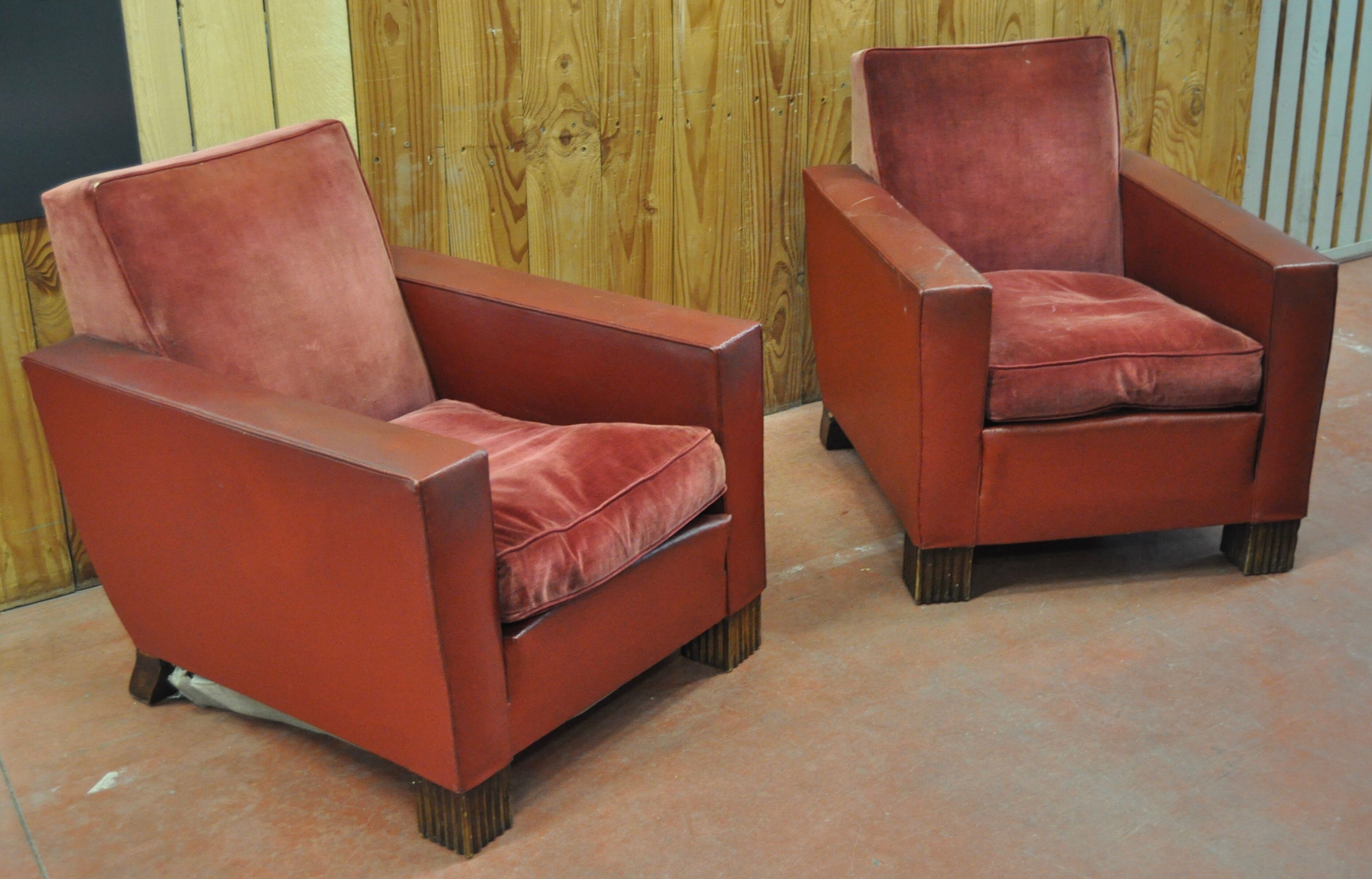 Pair of club armchairs