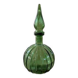Vintage Empoli Glass Decanter with Stopper, Italy, 1960s