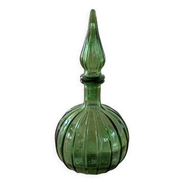 Carafe à décanter vintage en verre Empoli avec bouchon, Italie, années 1960