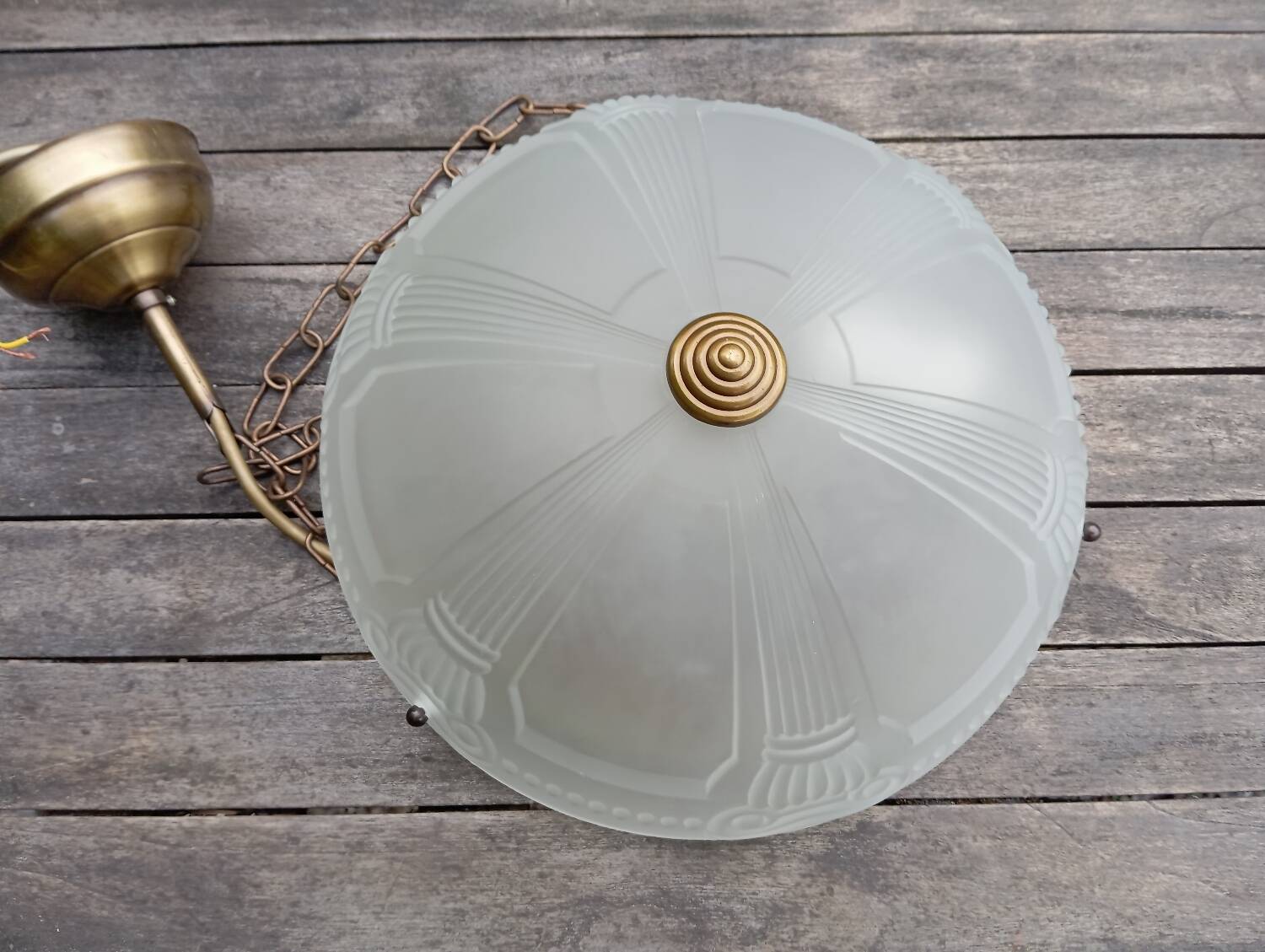 Frosted glass basin pendant light with column decor, art deco style