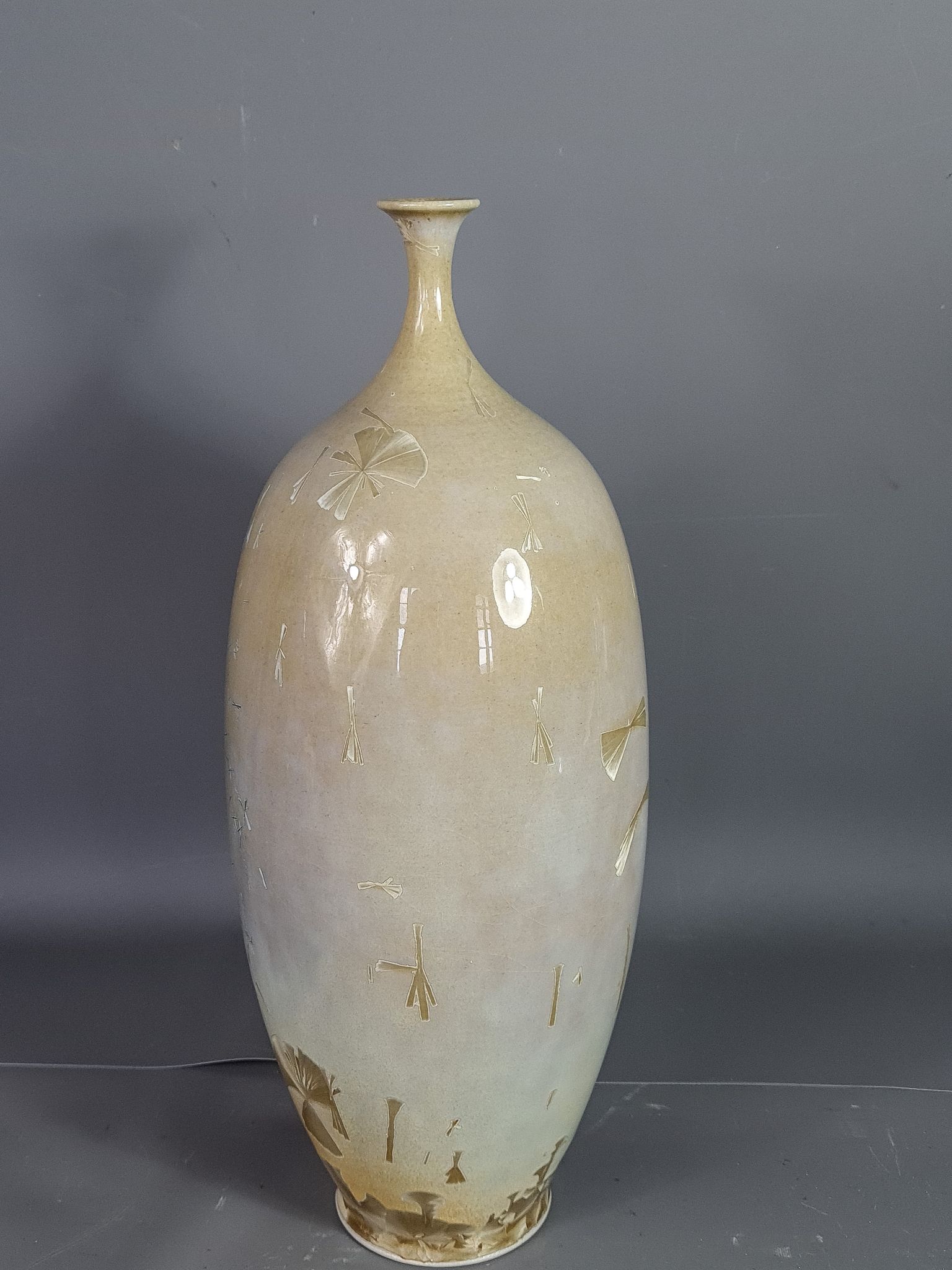 Designer vase ceramic glazed and iridescent vintage 80s