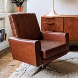 Swivel armchair skai and chrome 60s