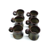 Set of six stoneware mugs