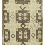 1970s handwoven wool anatolian beige carpet 138 cm x 224 cm