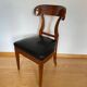 Biedermeier Shovel Chair in Walnut Veneer & Black Leather, Austria, 1820s