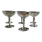 Val st lambert, 6 crystal cups, nestor almond cut.