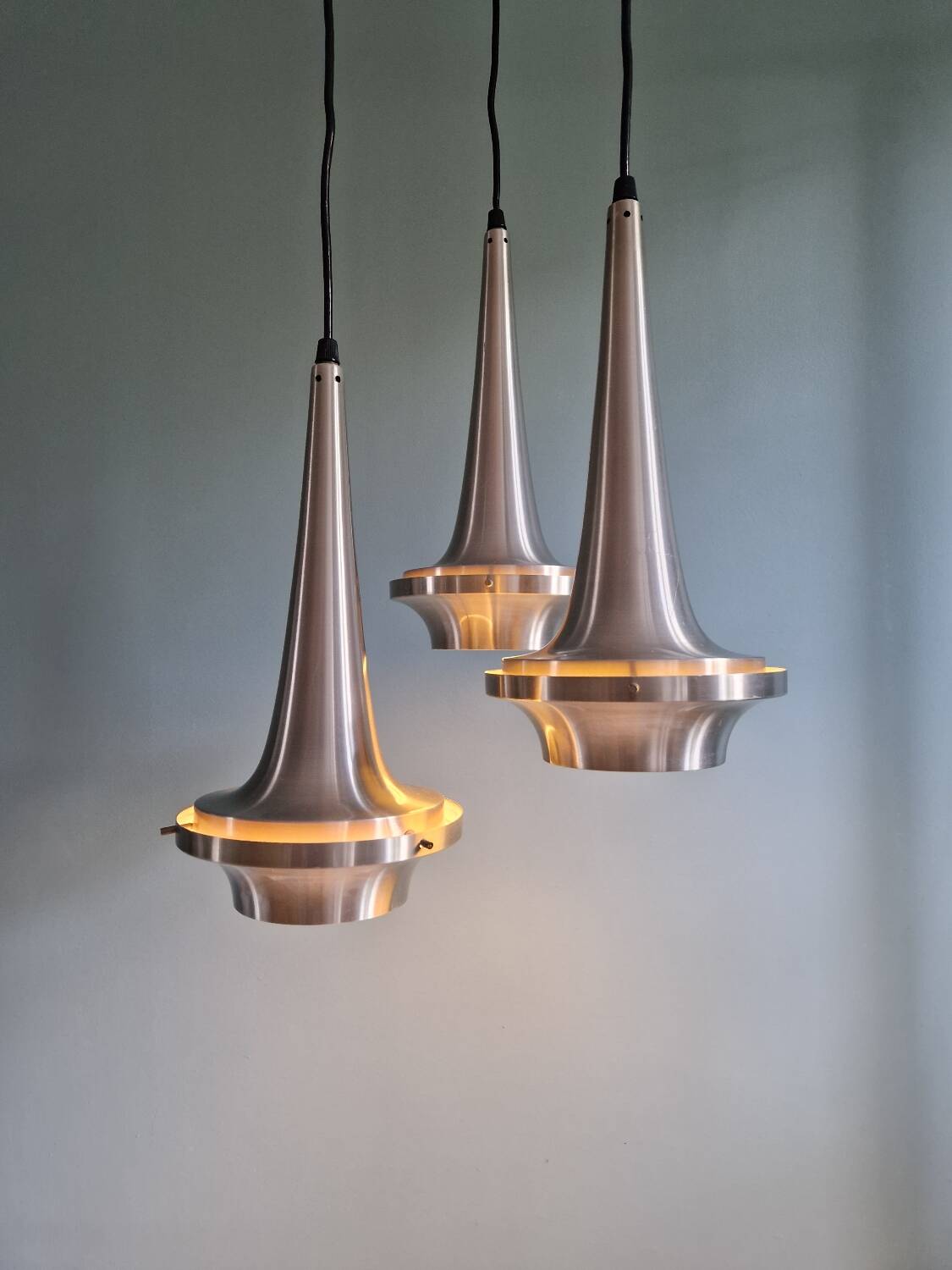 Lustre cascade Space Age en aluminium brossé, années 1960-70