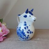 Ancien pot à lait petit pichet vache en céramique delf blue hollande peint à la main