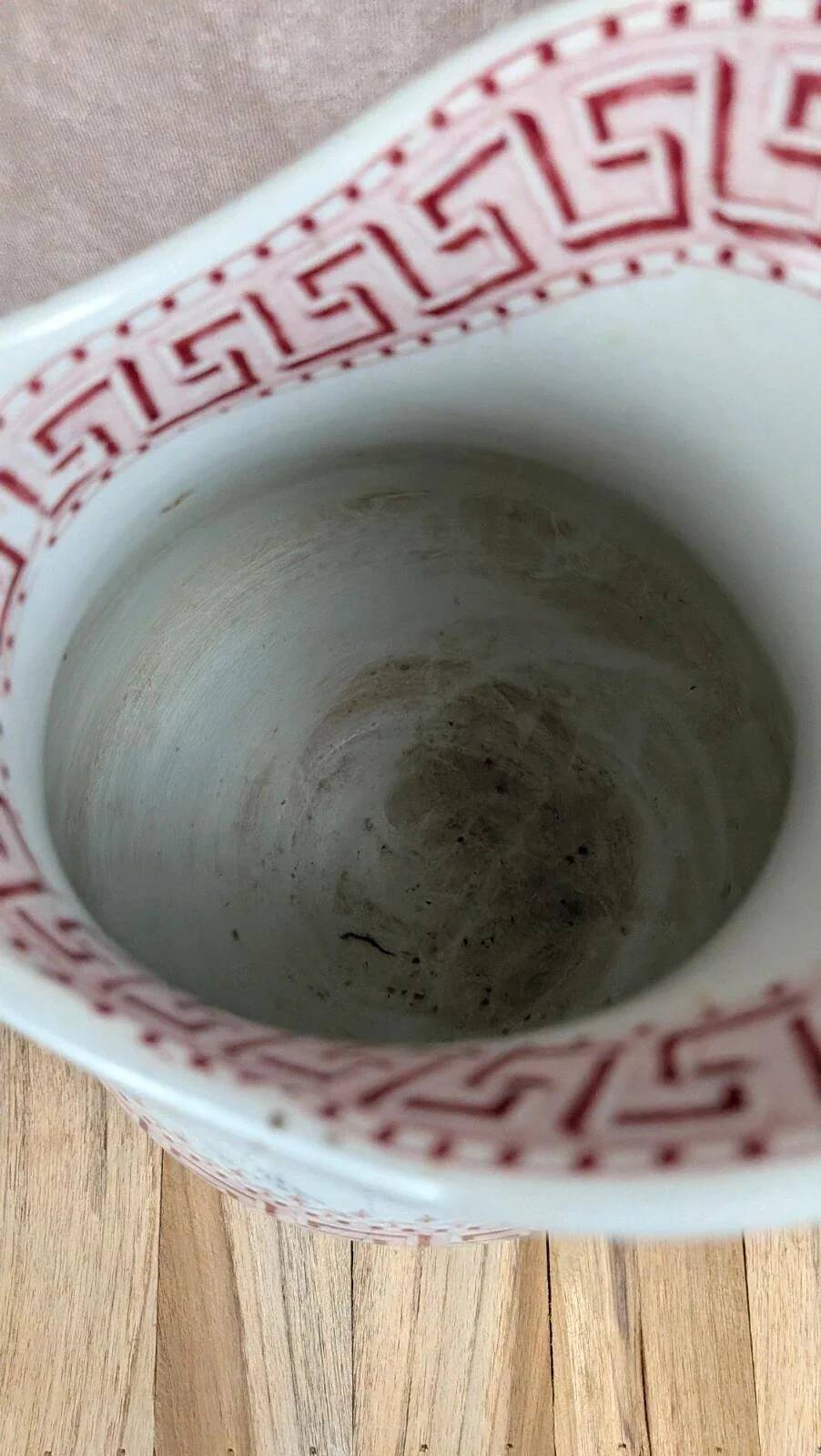 Antique toilet bowl Kg Lunéville Athens model red decor – large size
