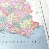 Old map of France and its departments in 1950 43x43cm