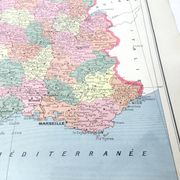 Old map of France and its departments in 1950 43x43cm