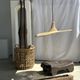 Small suspension, rattan luminaire in hat shape D:60cm