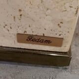 Vintage travertine and brass coffee table