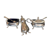 Silver metal condiment service