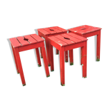 Suite of 4 vintage red stools