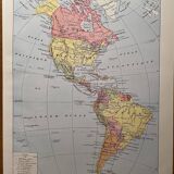 Lithograph and map of America in 1928