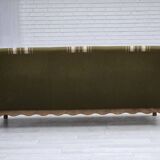 1970s, Danish 3-seater sofa, furniture wool, solid oak wood.