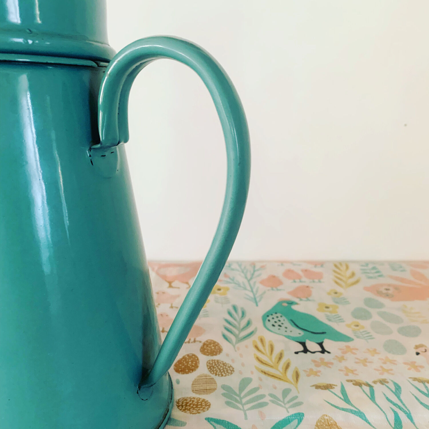 Vintage green enameled coffee pot