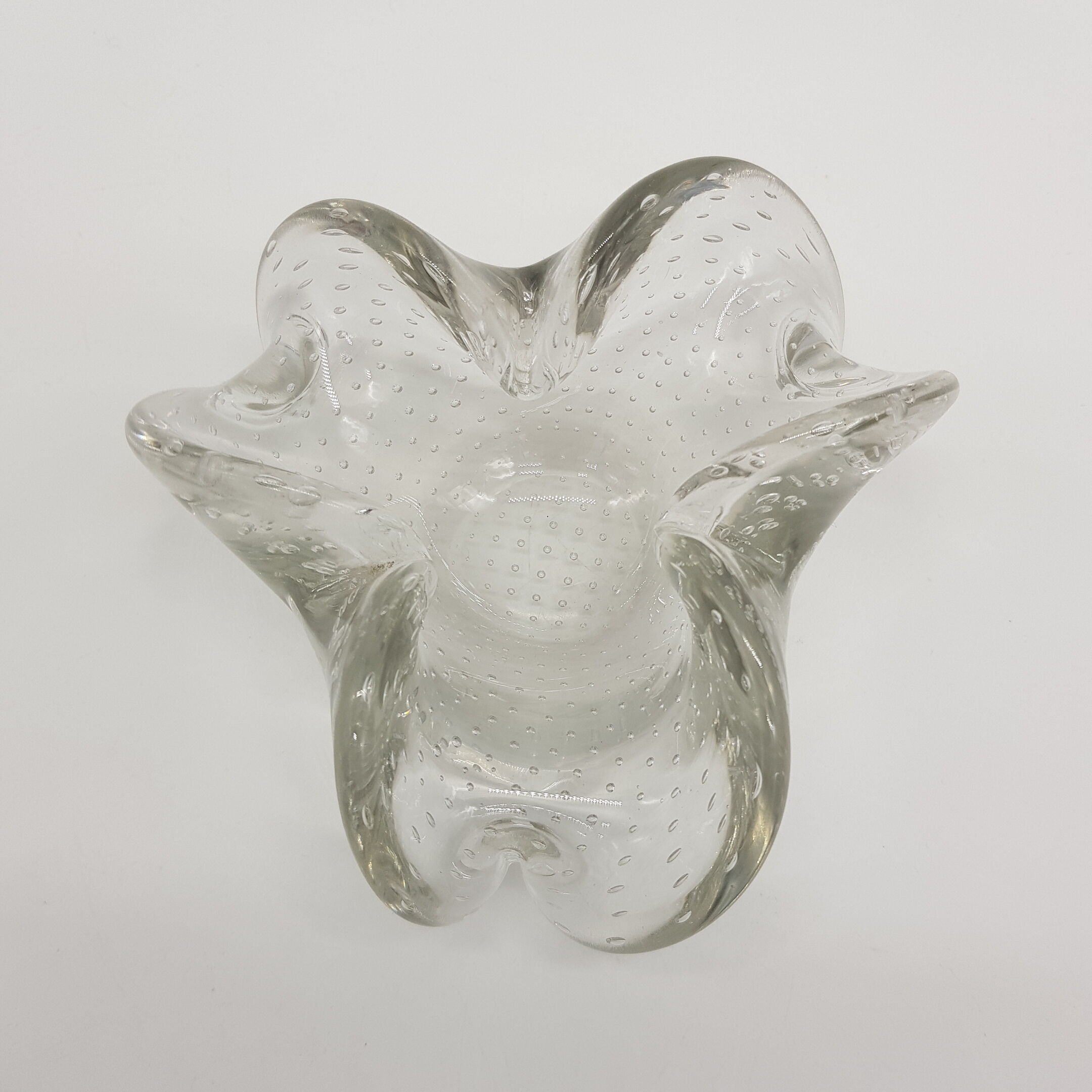 Murano controlled bubble decorating glass ashtray
