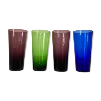 4 verres en verre de couleur