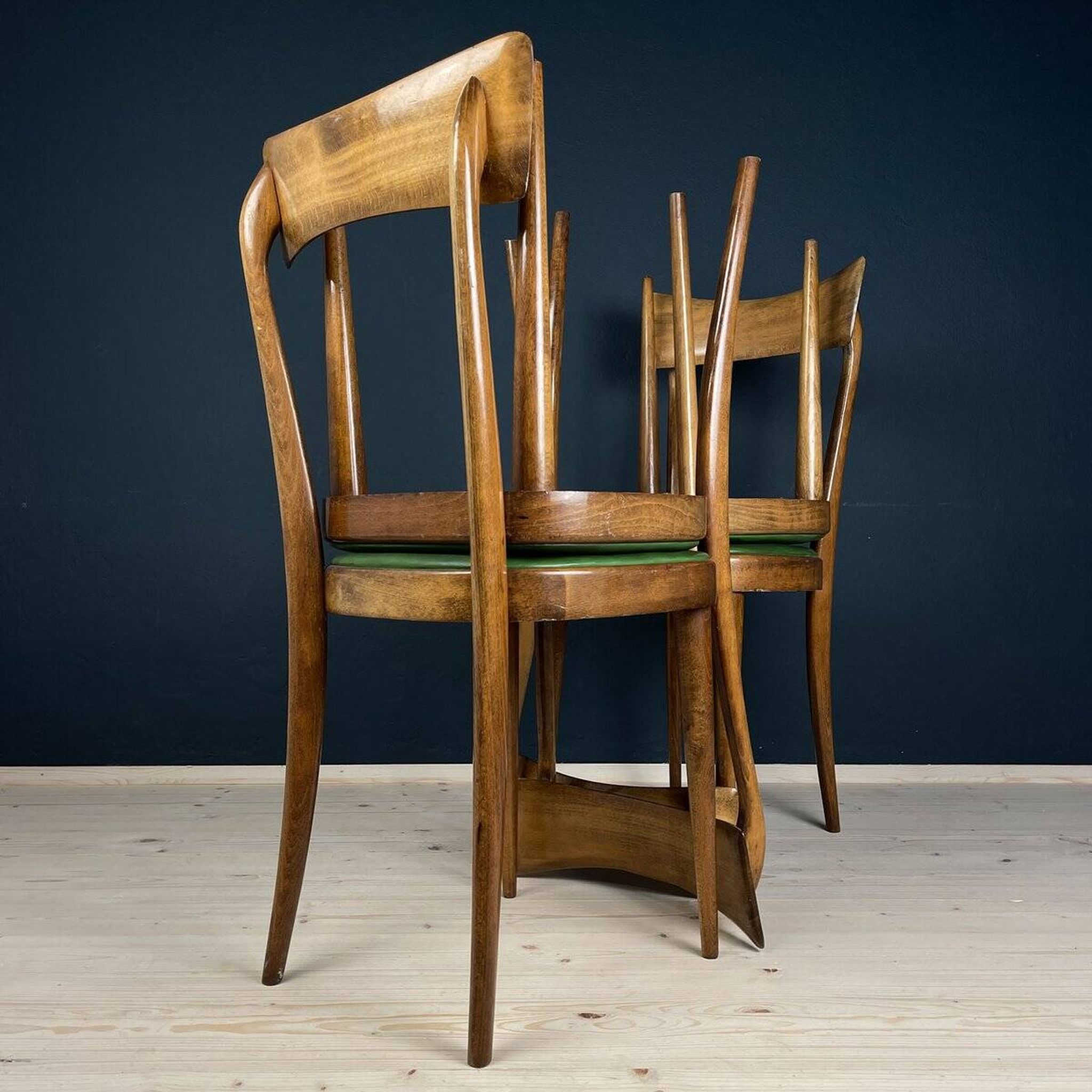 Vintage dining chairs by Pirelli Sapsa, Italy 1950s, set of 4.