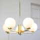 Mid-century Modern Italian Brass and Opaline Chandelier, 1960s