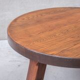 Mid-Century Belgian Circular Brutalist Oak Coffee Table