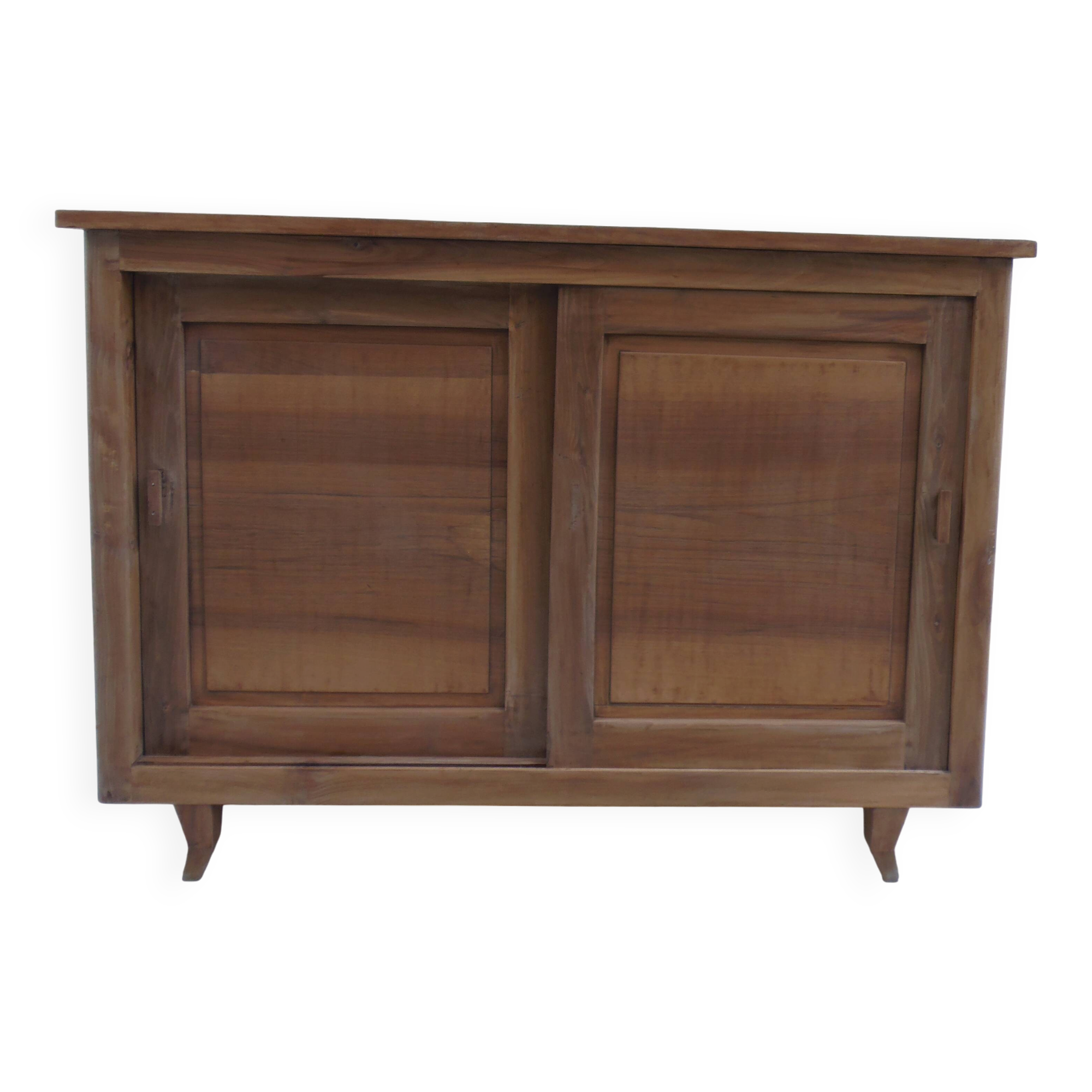 Vintage wooden buffet with a waxed finish, 2 sliding doors.