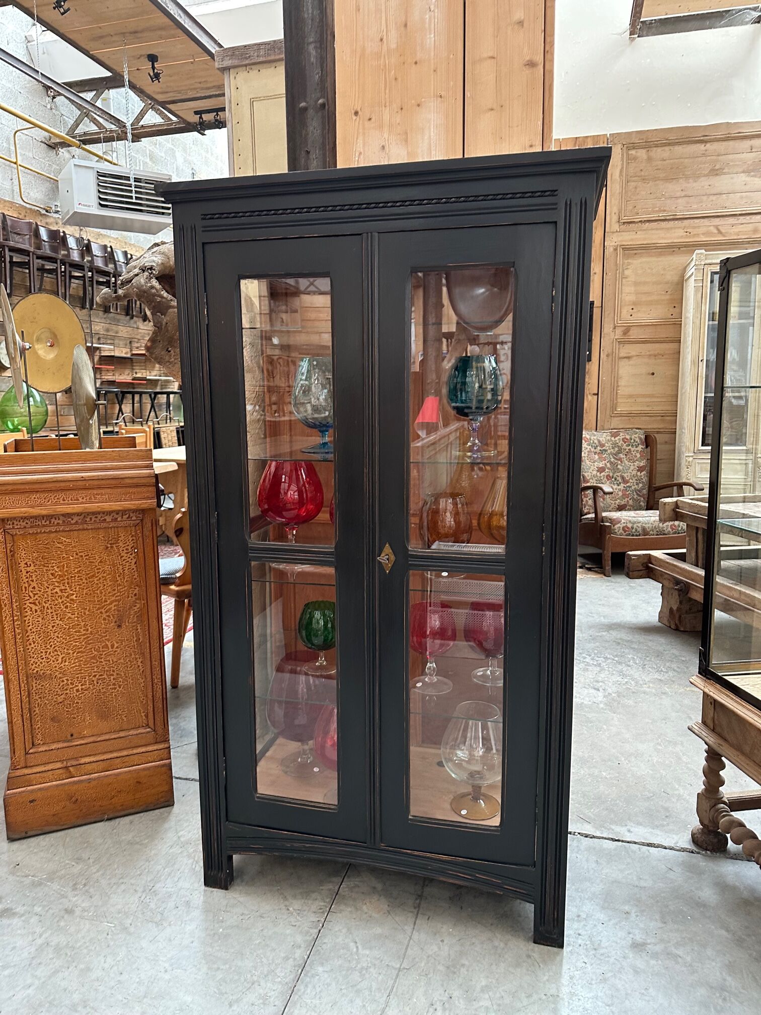 Patinated showcase early twentieth century