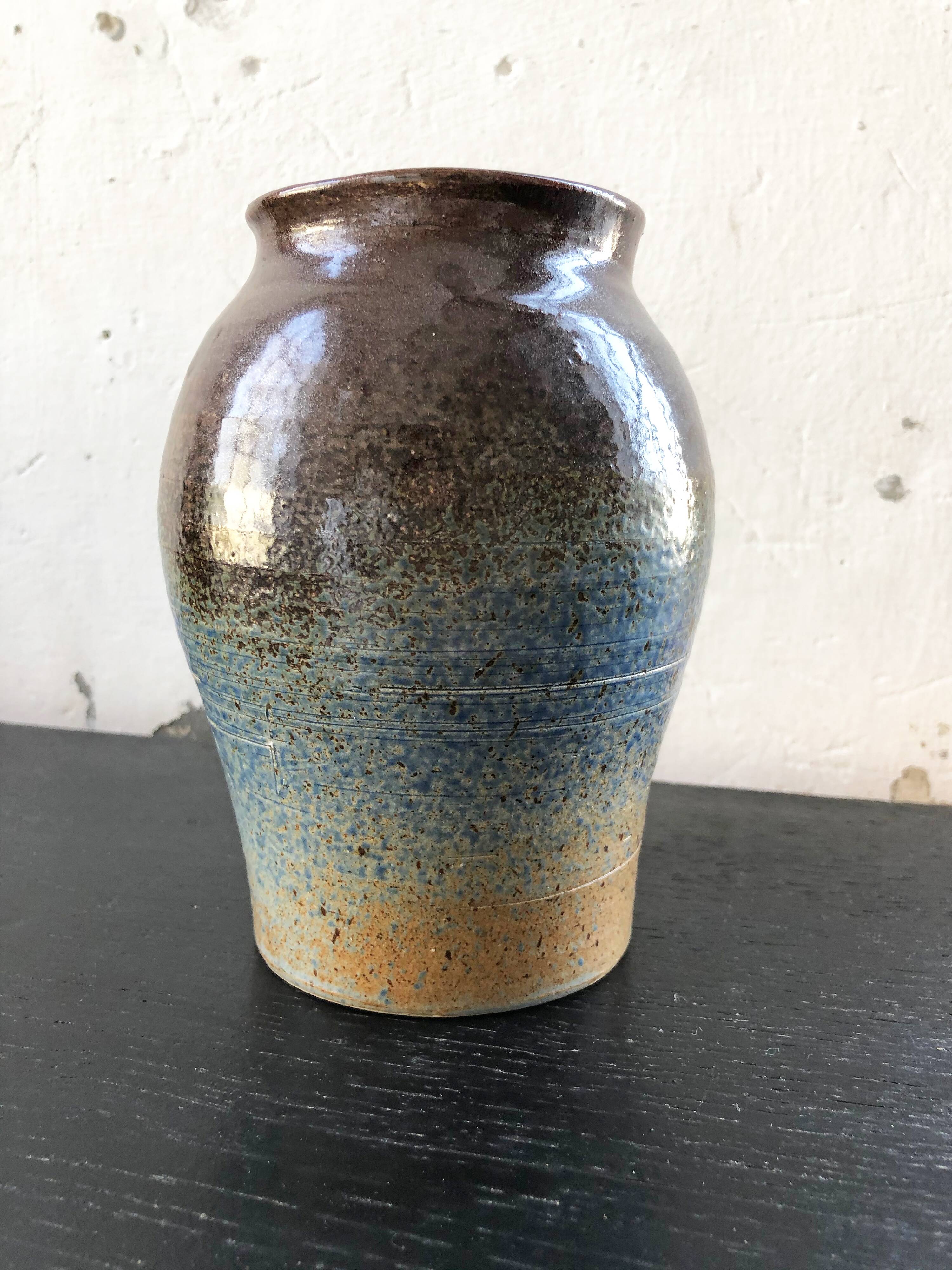 Blue-brown ceramic vase