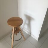 Wooden and metal tripod screw stool