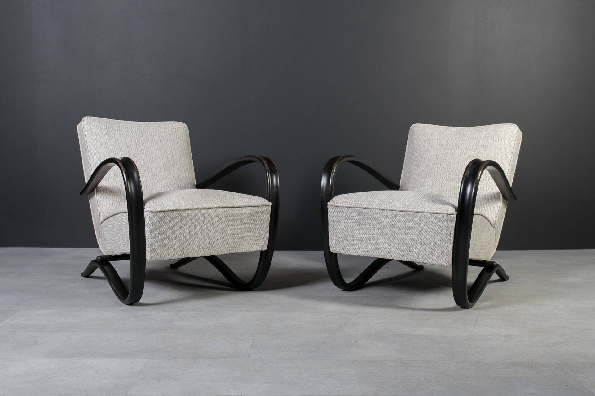 Set of two Art Deco Armchairs by J. Halabala, Model H269, 1930s