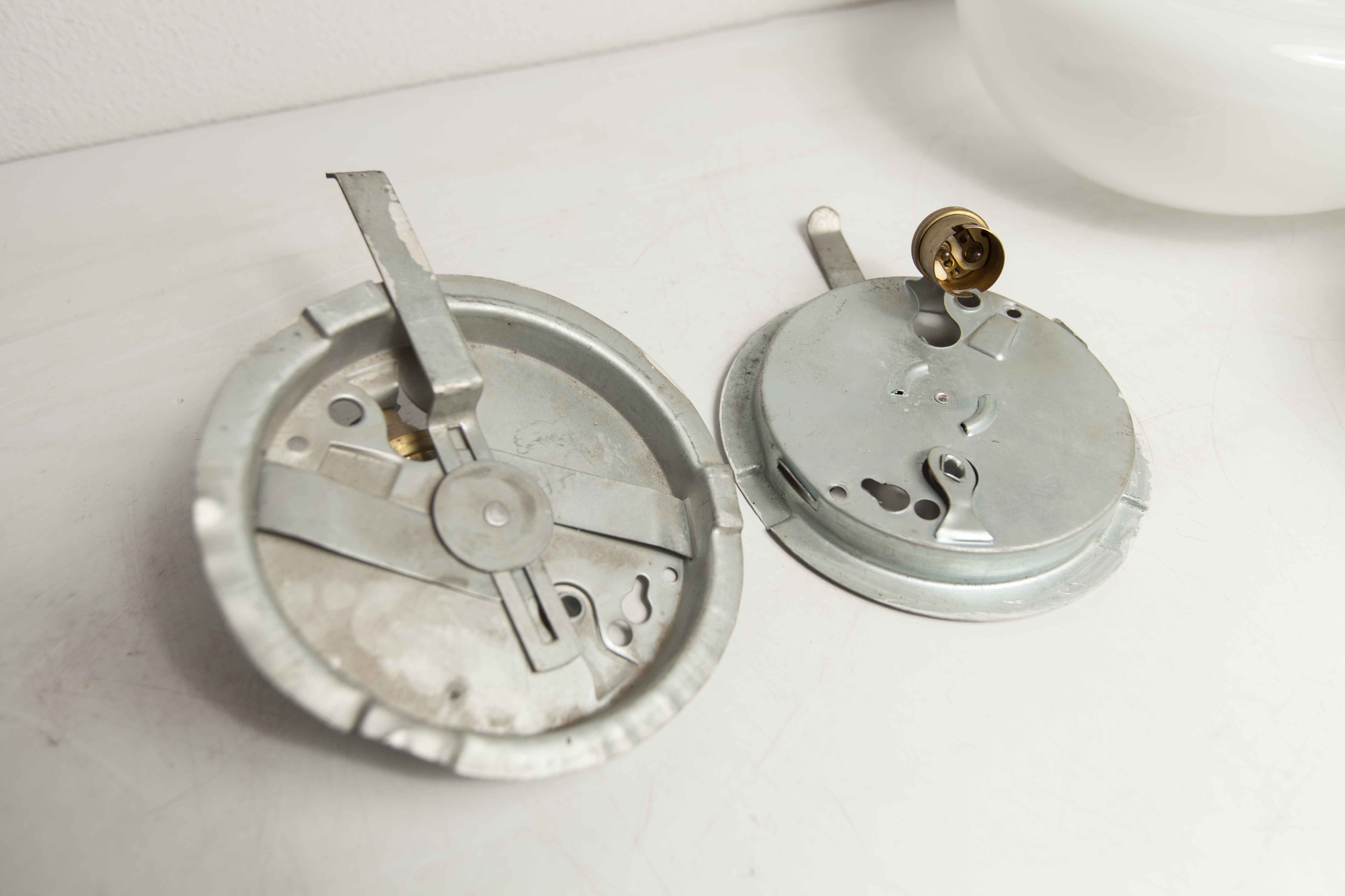 Pair of white opaline ceiling lamps