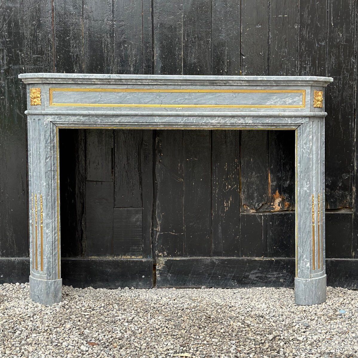 Louis XVI style half-moon fireplace in marble circa 1880