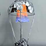 Pair of Wrought Iron Lamps, Vine Theme, Müller Frères, Art Deco, 1925