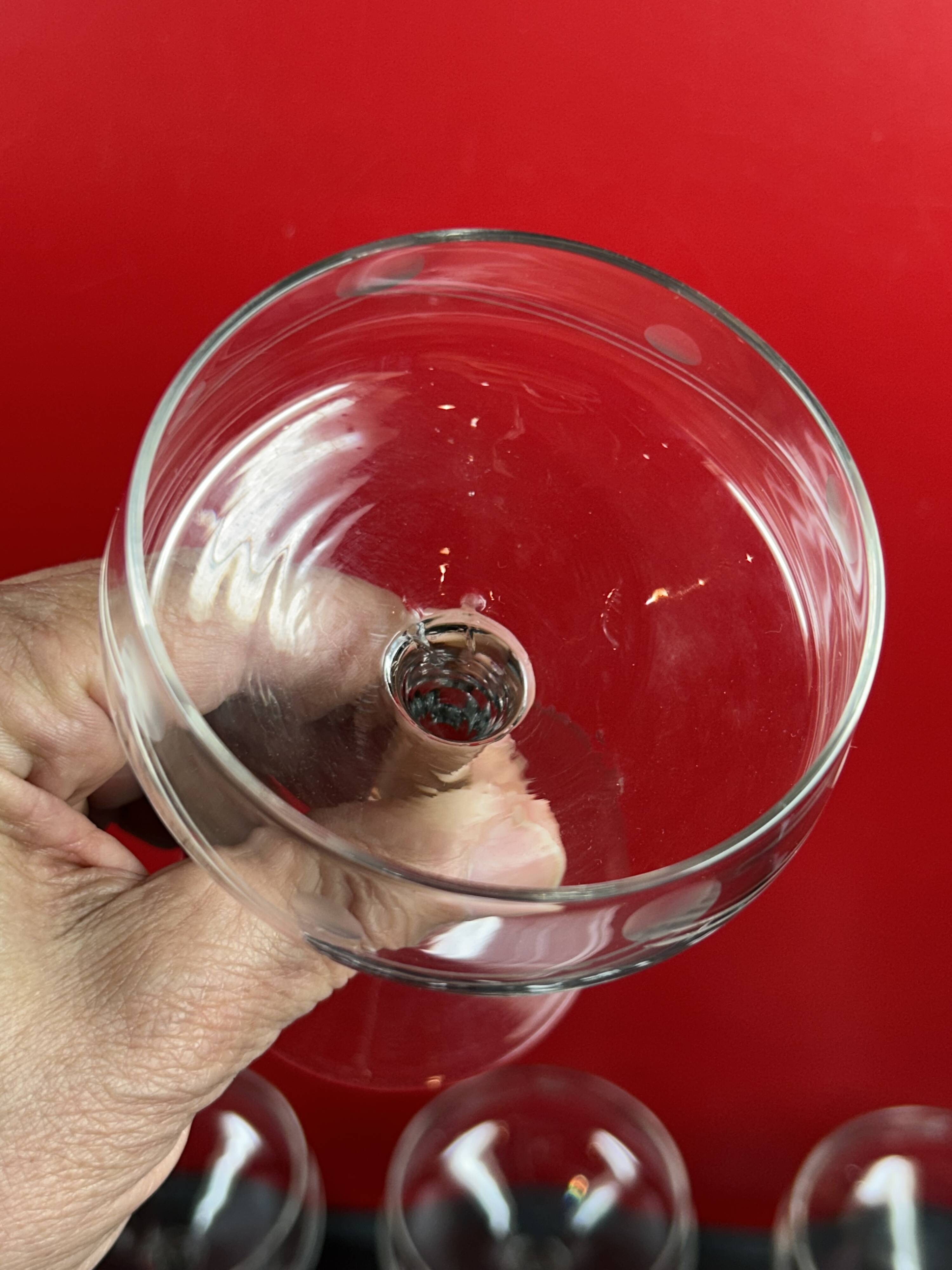 9 antique champagne glasses frosted engraved decor slender molded foot