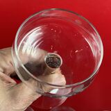 9 antique champagne glasses frosted engraved decor slender molded foot