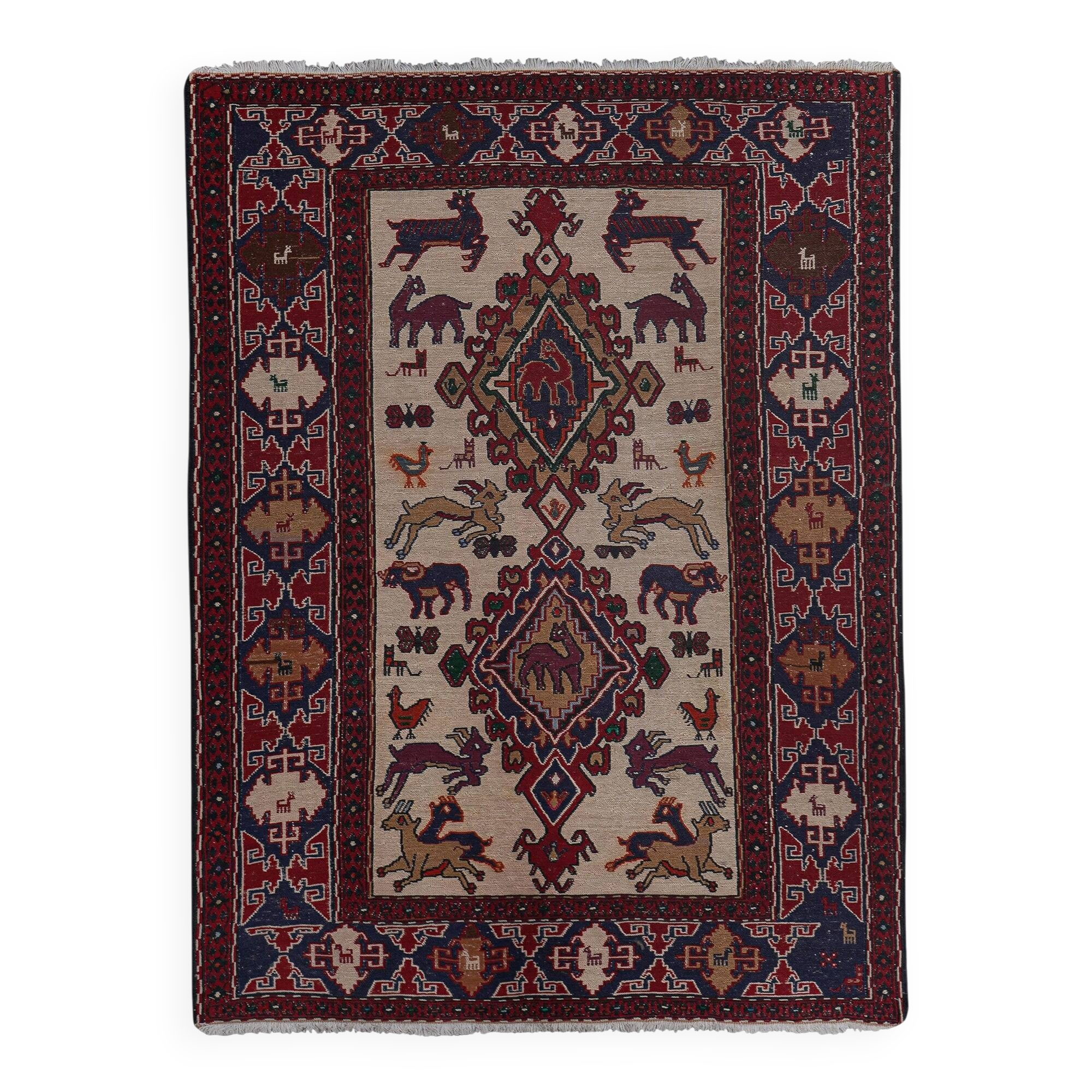 Vintage Turkish kilim handwoven 108x143 cm