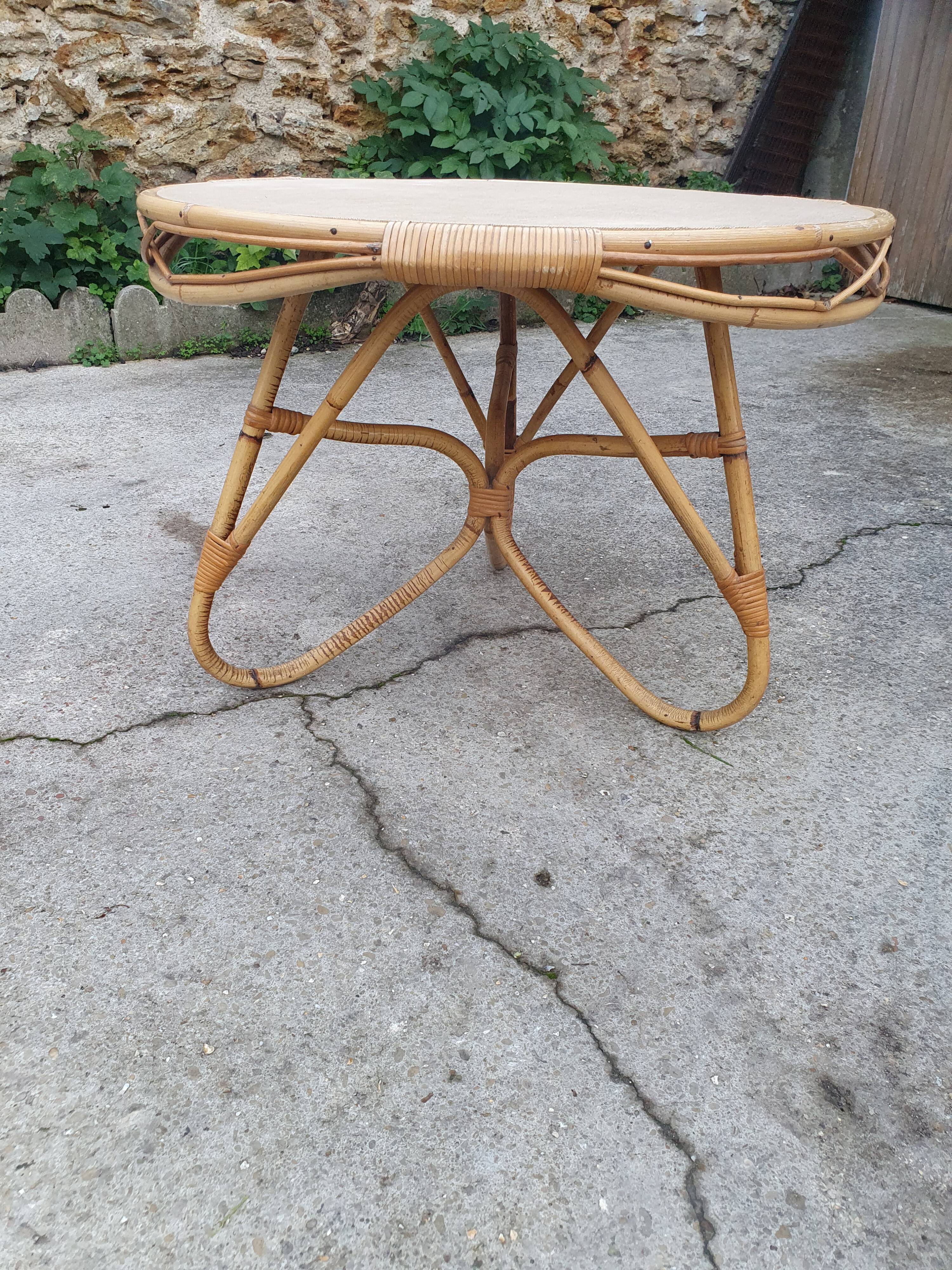 Vintage rattan coffee table