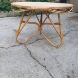 Table basse en rotin vintage