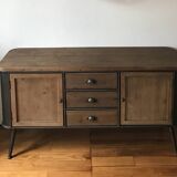 Industrial wood and metal sideboard